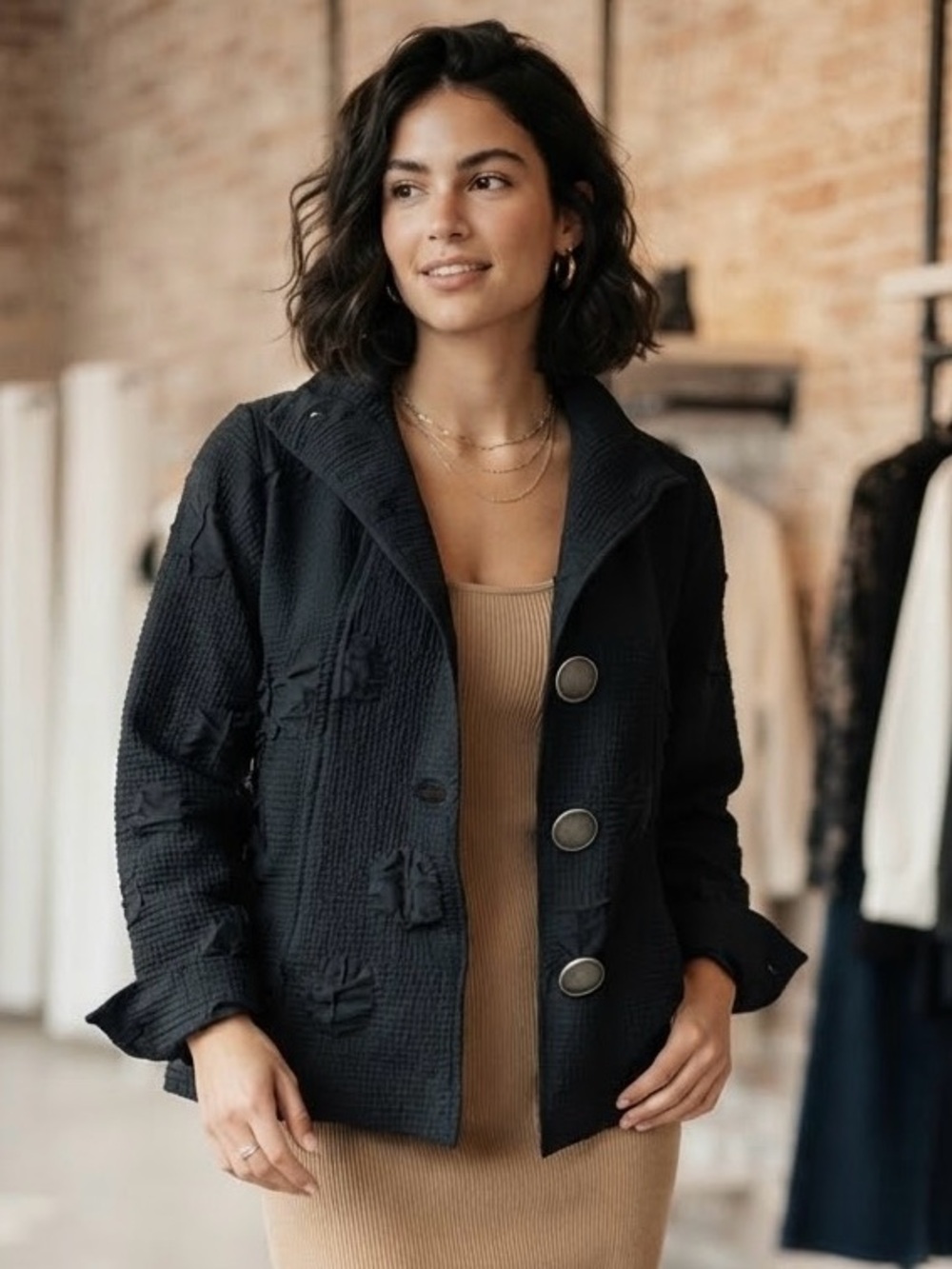 Shannon Passero Women’s XS Waffle Knit Jacket Art To Wear